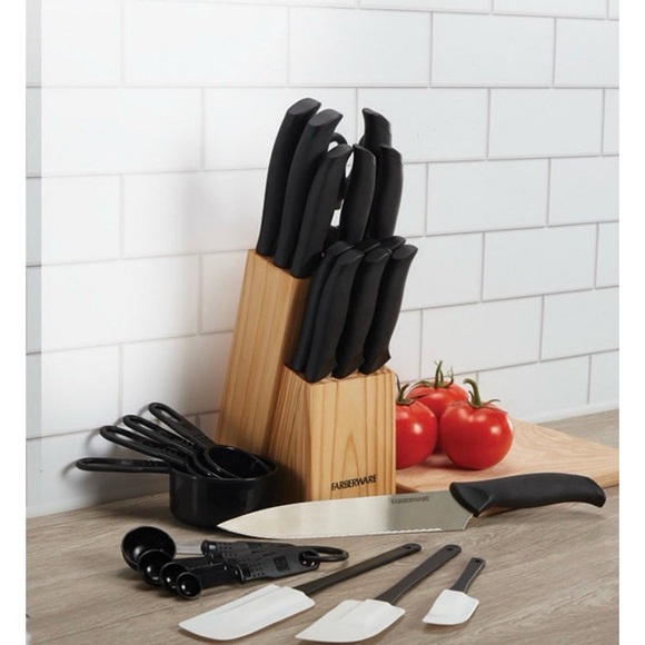 Farberware Other - NIB Farberware Black Knife Set with Wooden Block